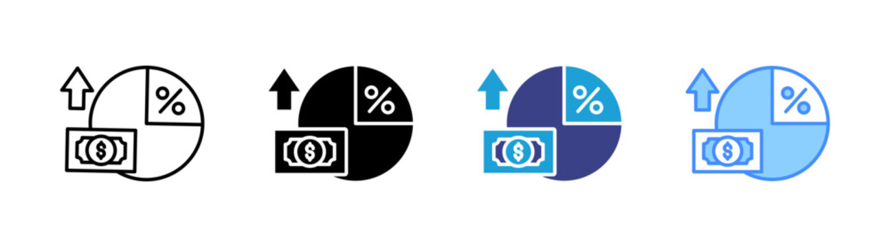 Profit Margin icon set multiple style collection