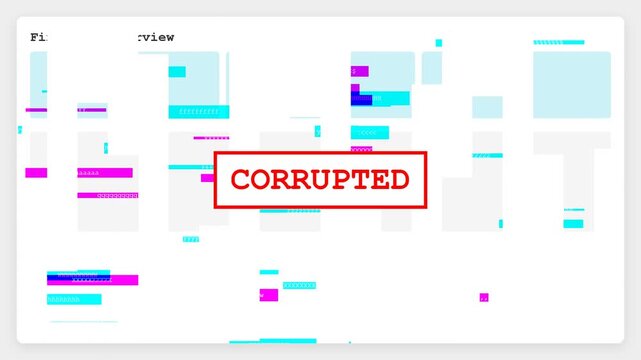 Corrupted Data Error Message on Screen.