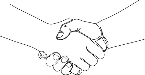 Handshake between two people illustrated in simple line art