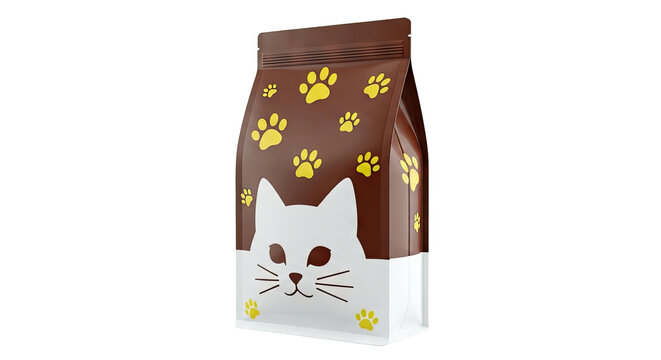 Brown Cat Food Pouch with Paw Prints