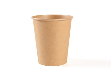 brown paper Cup, Recycled Cup, Disposable Cup isolated on white background