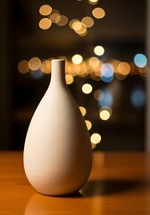 Ceramic vase and decorative lights enhance peaceful ambience indoors