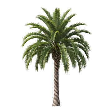 Tall Palm Tree Isolated On White Background.