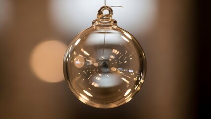 Elegant Glass Ornament Suspended, Reflecting Subtle Light and Soft Ambience