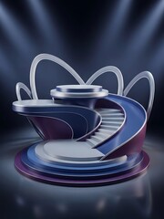 Futuristic geometric pedestal display, abstract podium stage platform
