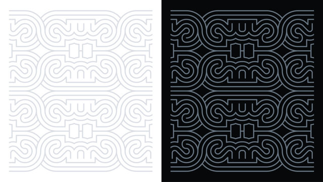Luxury Art Deco Geometric Seamless Pattern Mono-line Line Vector Background