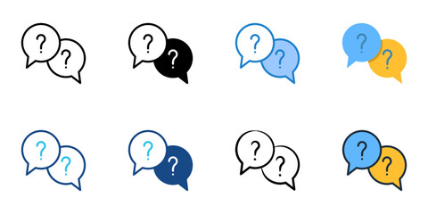 Naklejka premium FAQ access icons set multiple style collection. Editable stroke 