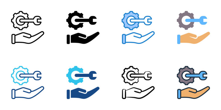 Service request icons set multiple style collection. Editable stroke 
