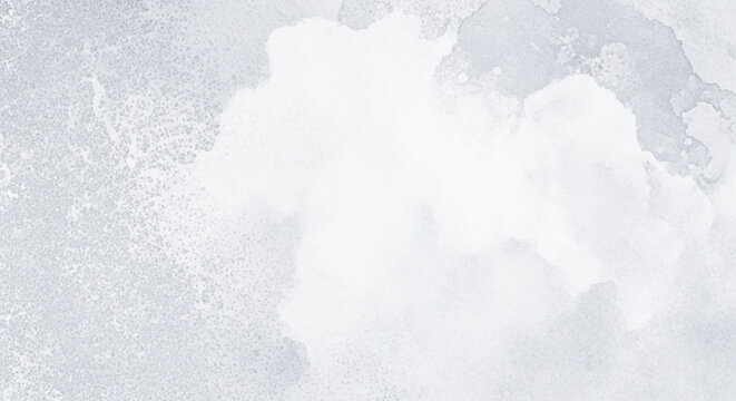 Abstract watercolor background with soft gray and white textures.