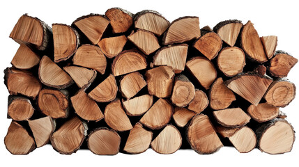 Pile of neatly stacked firewood logs for heating