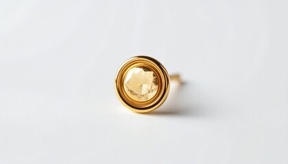 Elegant Gold Stud Earring on White Background for Jewelry Photography.