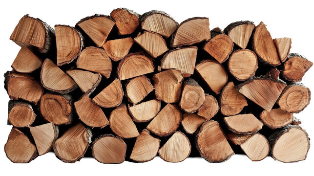Pile of neatly stacked firewood logs for heating