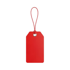 Fototapeta premium Bright red luggage tag with silver grommet isolated on transparent background
