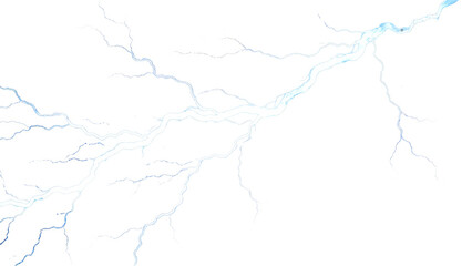 Obraz premium Abstract representation of blue electric lightning bolts with white background. Dynamic visual of electrical discharge, energy, and power, suitable for scientific or artistic themes.