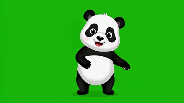 Animated Baby Panda Dancing Pose on Green Screen Background
