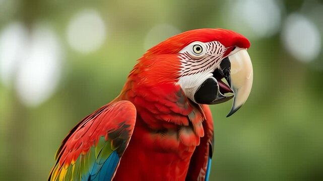 Vibrant Red Macaw in Nature.