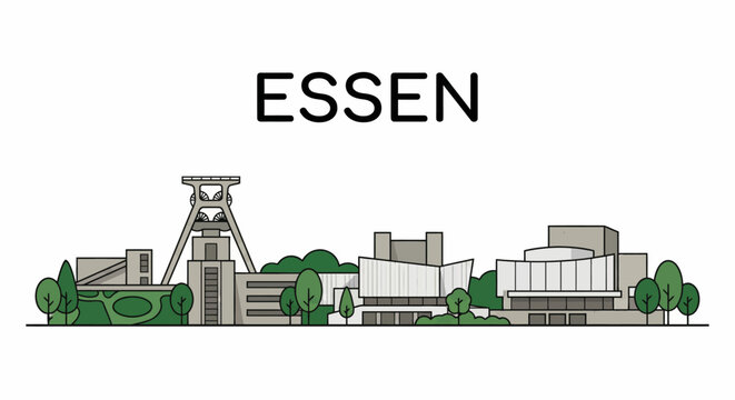 Essen city skyline with landmarks vector illustration