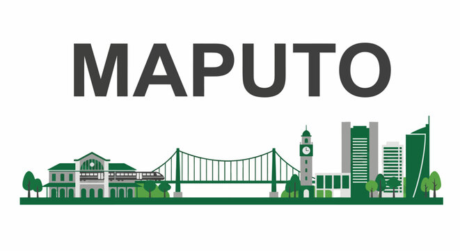 Maputo Mozambique city skyline with landmarks vector illustration