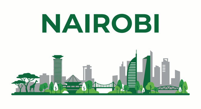 Nairobi Kenya city skyline featuring landmarks vector illustration