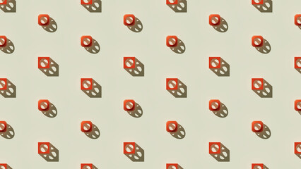 3D rendering of cubes and spheres with circular holes arranged in grid