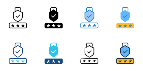 Fototapeta premium Login security icons set multiple style collection. Editable stroke 