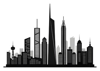 Obraz premium Modern city skyline with sleek skyscrapers and urban landscape