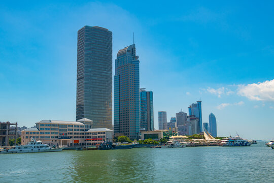 Xiamen Fortune Center and CCB Tower on 98 Lujiang Avenue in Siming District, Xiamen City (Amoy), Fujian Province, China. 