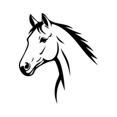 Horse Head Silhouette Vector Black and White Minimalist Stallion Line Art Logo