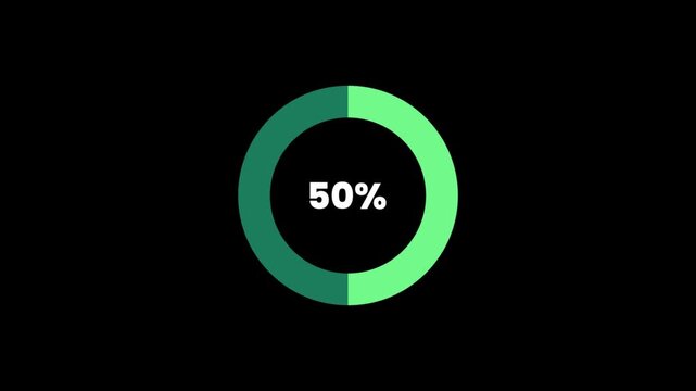 50 percent data representation from a pie chart 4k