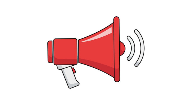 Red Megaphone Announcement Icon with Sound Waves