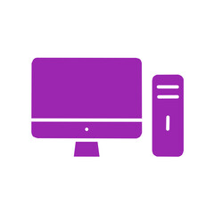 Purple Desktop Computer PC Icon Vector Graphic