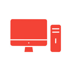 Red Desktop Computer PC Icon Vector Design