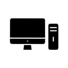 Black Desktop Computer PC Icon Vector Isolated