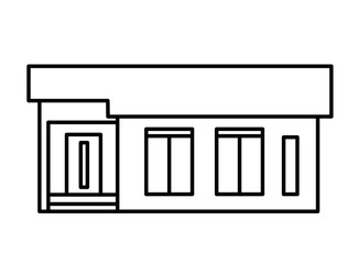 平屋の戸建て住宅①_線画