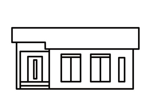 平屋の戸建て住宅①_線画