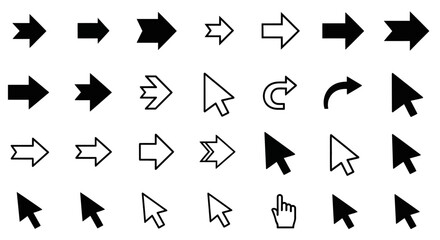 Arrow icons collection. Cursor and pointer set.