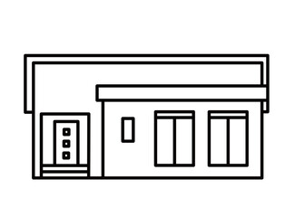 平屋の戸建て住宅③_線画