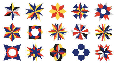 Obraz premium Geometric Star Shapes Set, Abstract Design