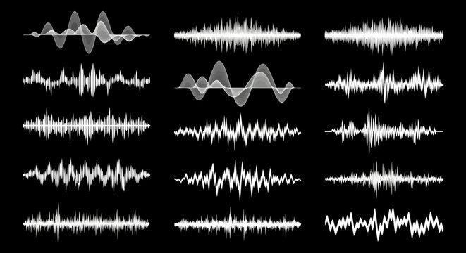 Sound Waves Visualizations on Black Background