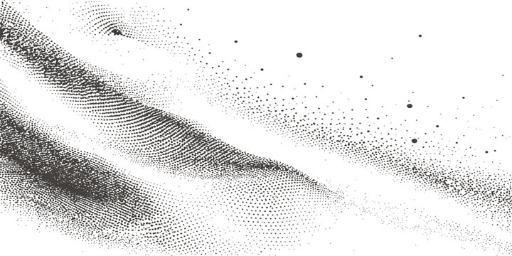 An abstract black and white grunge texture captures a cold winter pattern of frozen liquid drops and ice splashes on a dirty glass window surface