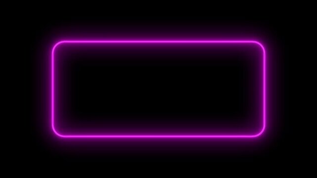 Glowing rectangle picture frame icon animation  Rounded rectangle photo fram black background.