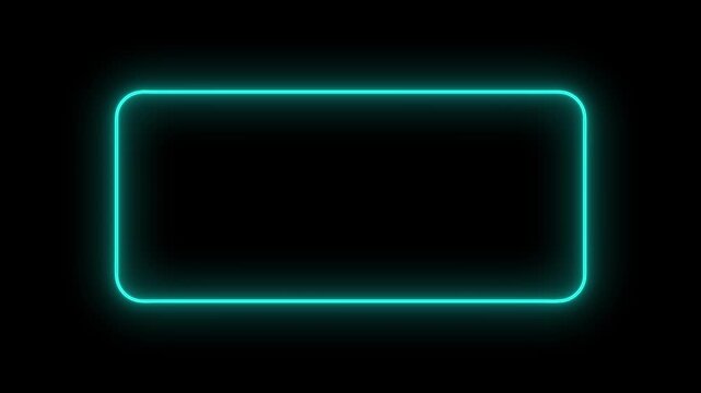 Glowing rectangle picture frame icon animation  Rounded rectangle photo fram black background.