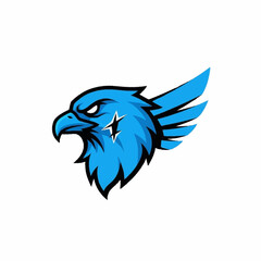Obraz premium Blue Eagle Head Emblem with Star Detail.