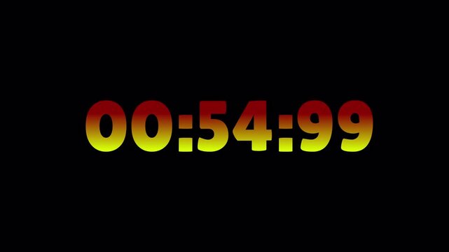 1 minute timer with milli seconds, 60 seconds timer, digital countdown timer display animation for deadlines time limits and reminders.