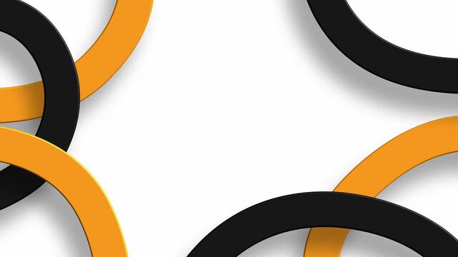 white background with black and orange rings border abstract geometric design