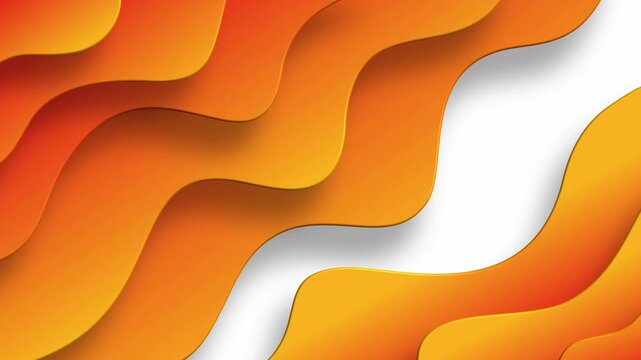 orange layered wavy shapes on corner of clean white background abstract design