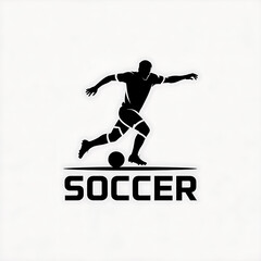 Obraz premium Action Silhouette of Soccer Athlete Kicking Ball in Championship Game - Graphic Art Illustration of Team Sport and Fitness 
