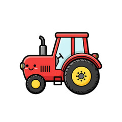 Obraz premium Red Cartoon Tractor. (1)