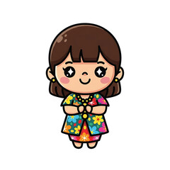 Fototapeta premium Cute Girl Sticker.