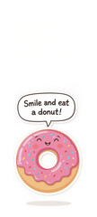 Pink Donut Cartoon with Quote